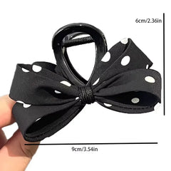 1/2pcs Dot Bow Hair Clip Polk for Women Elegant Temperament Shark Clip Fashion Girl Ponytail Clip