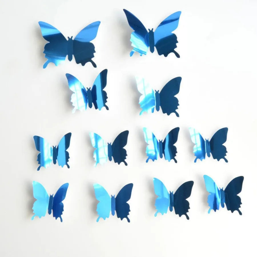 12pcs Modern 3D Mirror Acrylic Butterfly Wall Stickers | DIY Home Decoration Set alternate view