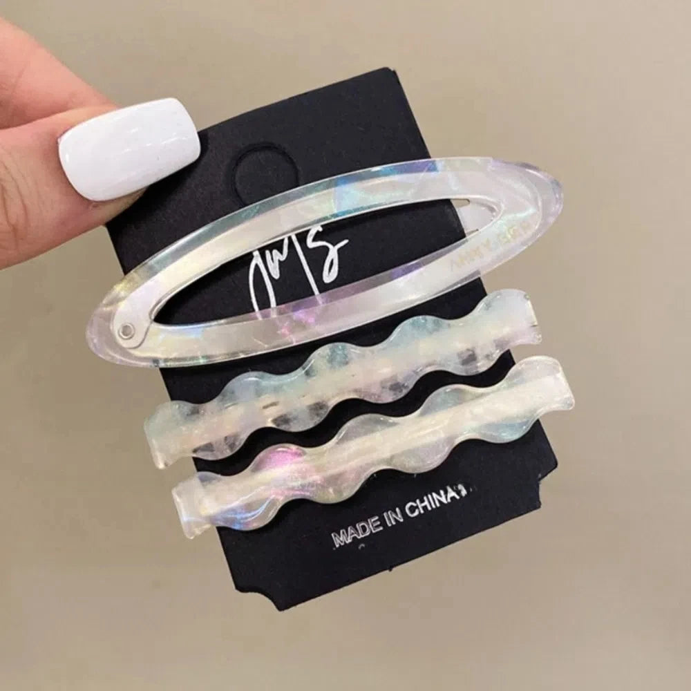 Creative Alloy Acetate Hairpin Set Duckbill Clip Barrettes Cute Hair Clip Korean Style Geometry Bang
