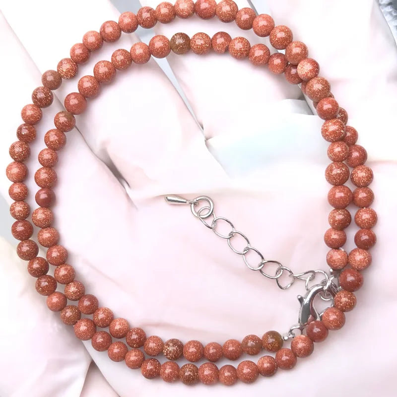 Natural Stone Bead Adjustable Necklace | Agate Opal Tigers Eye Quartz Crystal Jewelry close-up view