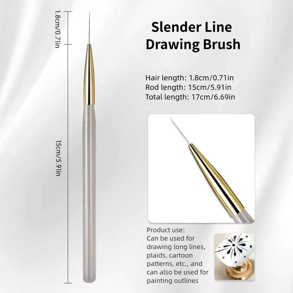 1/2/5Pcs French Plaid Nail Art Brush Set Ultra-Fine Liner Flat Brush for Grid Pattern UV detail view