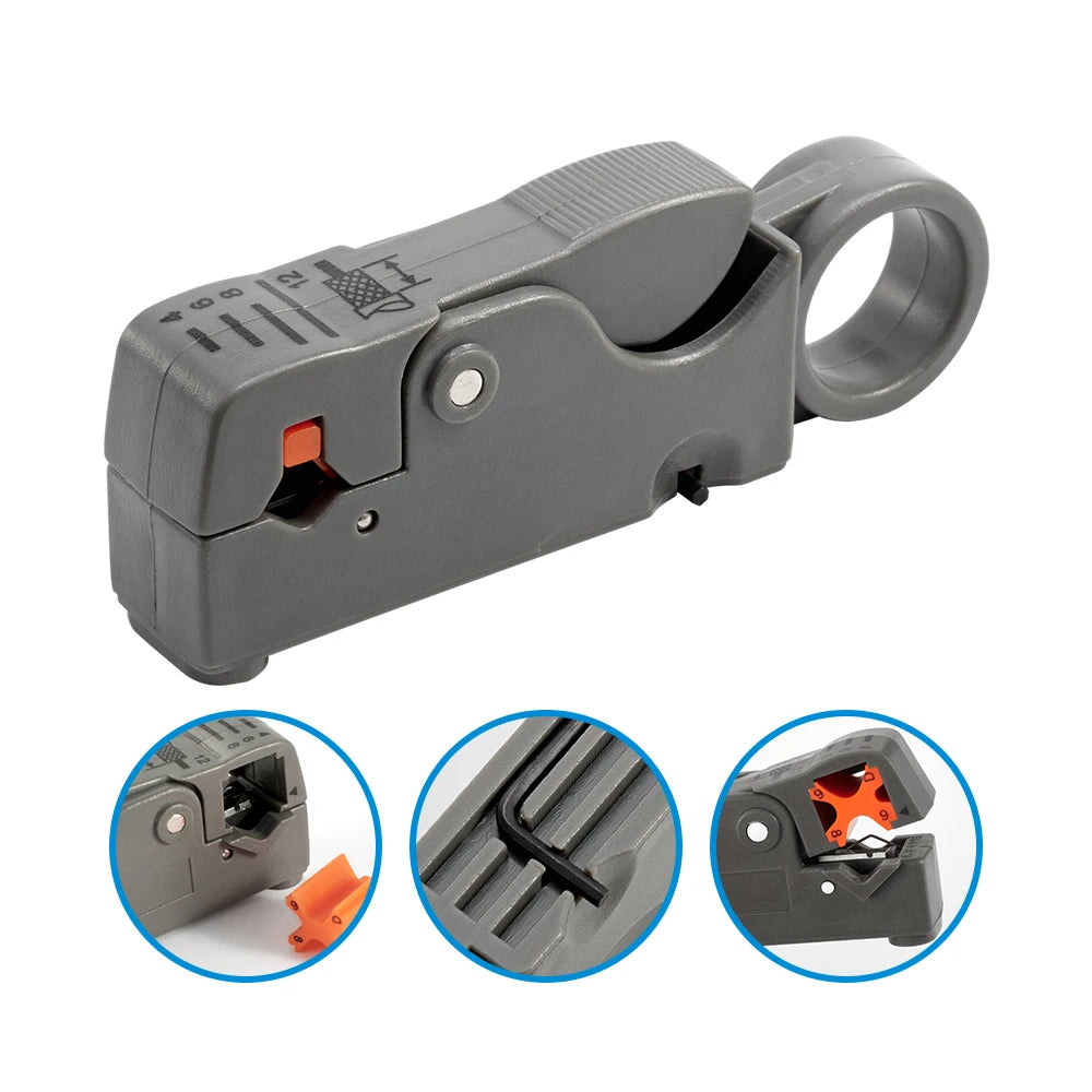 Stainless Steel Coax Cable Stripping Pliers | Adjustable Wire Stripper Tool detail view