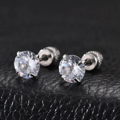 CZ Stud Earrings for Men Women,Hypoallergenic Stainless Steel Round Cubic Zirconia St alternate view