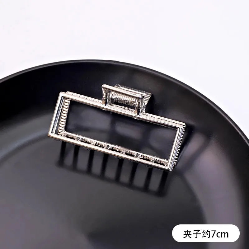 Vintage Silver Geometric Metal Hair Claw For Women Girls Long Hair Holder Headband additional angle