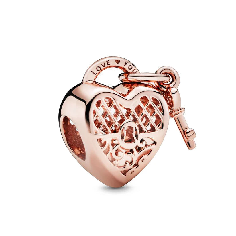 925 Sterling Silver Trinkets Rose Gold Locks And Keys Charm Of 925 Chain Bead Fit Ori lifestyle view