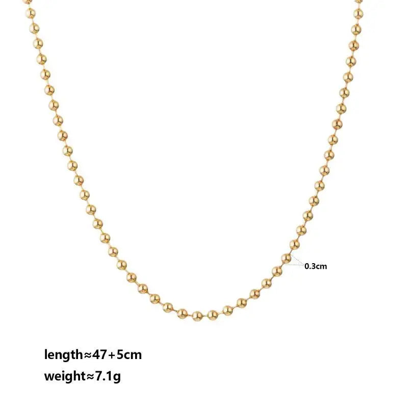 Minimalist Women's Geometric White Zircon Necklace Thin Bead Chain Pendant Non-fading alternate view