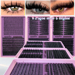 QUEENICE Three Fold Updated New DIY False Eyelash Extension 6 Mixed Styles Fluffy Voluminous  Cat eye Spiky lash extensions