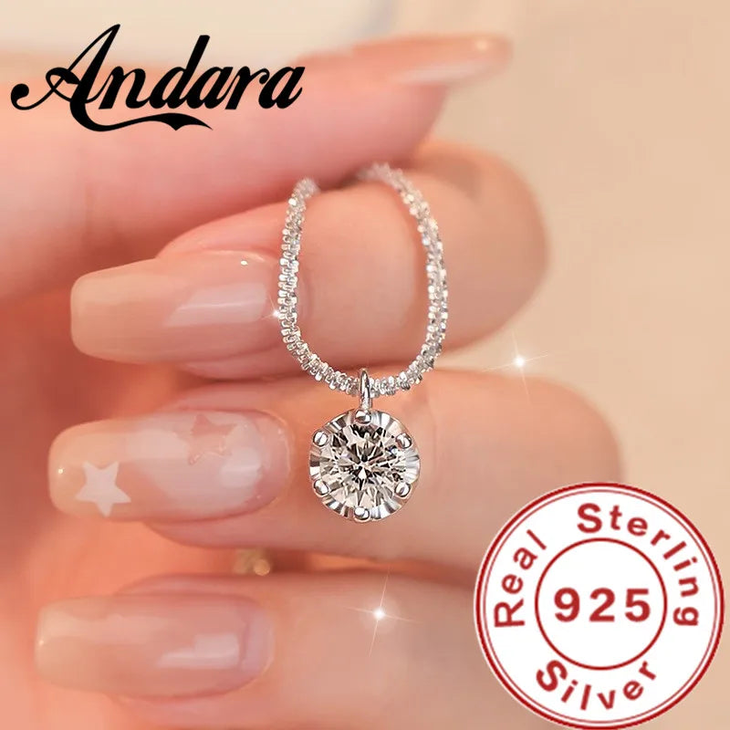 Andara Luxury 925 Sterling Silver AAAAA Zircon Pendant Necklace Fashion Italian Silver N detail view