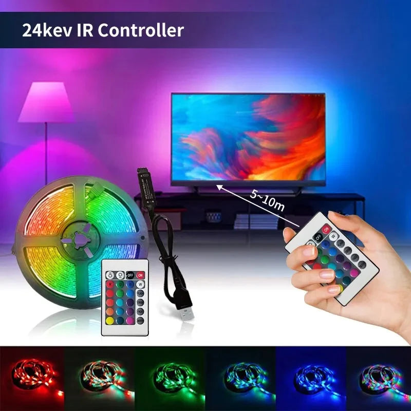USB LED Strip Lights 2m 60 LEDs/m with Remote | RGB Backlight for Home Decor detail view