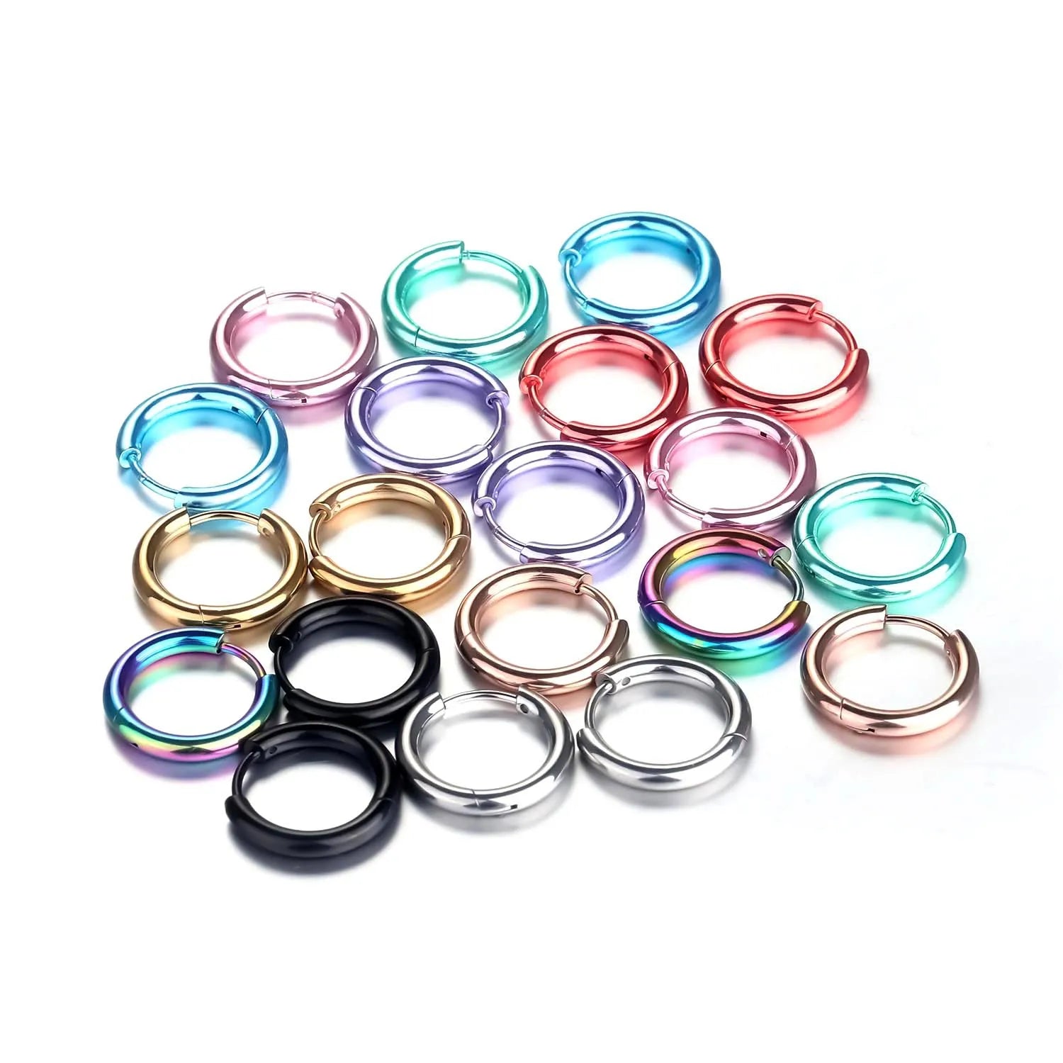 Stainless Steel Huggie Hoop Earrings | Unisex Cartilage Helix Tragus Jewelry close-up view