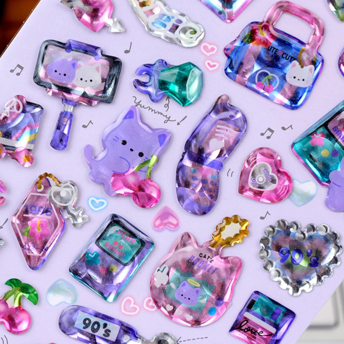 Colorful Cartoon Candy Stickers for Scrapbooking | DIY Journal Decoration Set close-up view