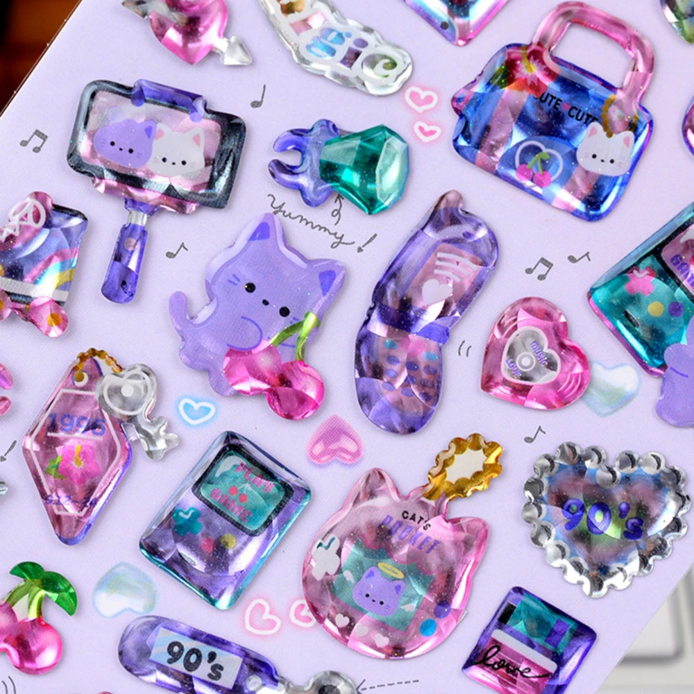 Colorful Cartoon Candy Stickers for Scrapbooking | DIY Journal Decoration Set close-up view