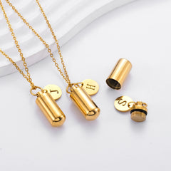 Cremation Jewelry Urn Necklace with Initial Letter Charm | Stainless Steel Memorial Pend detail view