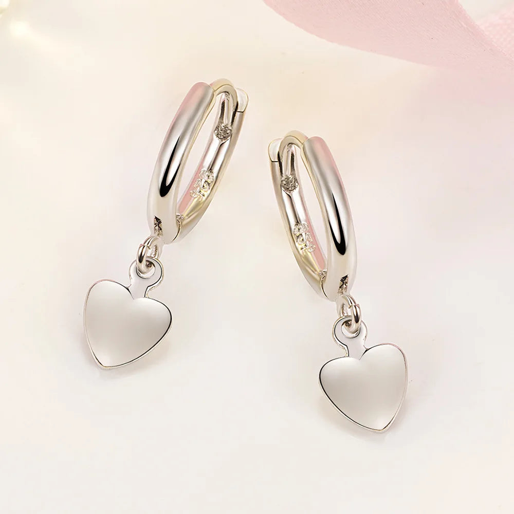High Quality 925 Silver Heart Ring Earrings For Women Luxury Designer Jewelry Noveltie close-up view