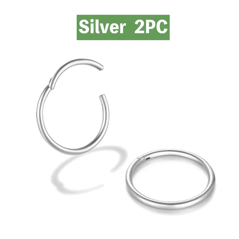 1/4Pairs 6/8/10/12mm 316L Stainless Steel Nose Ring for Men Gold Color Hoop Earrings for detail view