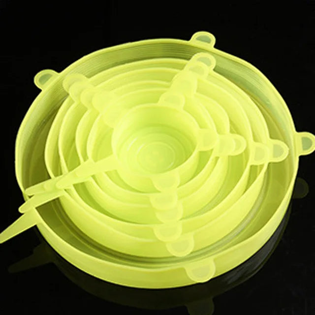 6 Pcs Silicone Cover Stretch Lids for Kitchen Microwave Food Covers Bowl Caps Elastic close-up view