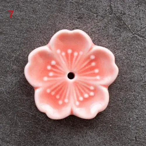 Ceramic Cherry Blossom Incense Burner | Home Decor Stick Holder close-up view