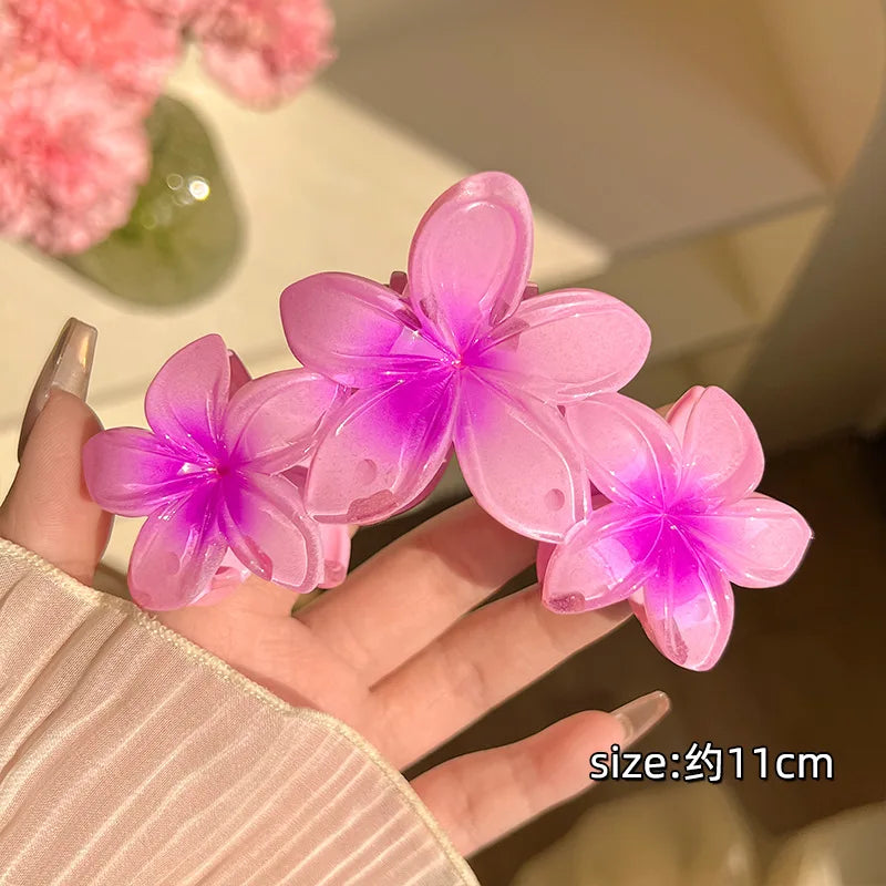 1/2pcs Fashion Gradient Egg Flower Hair Claws Clip For Women Sweet Acrylic Girls Hair alternate view