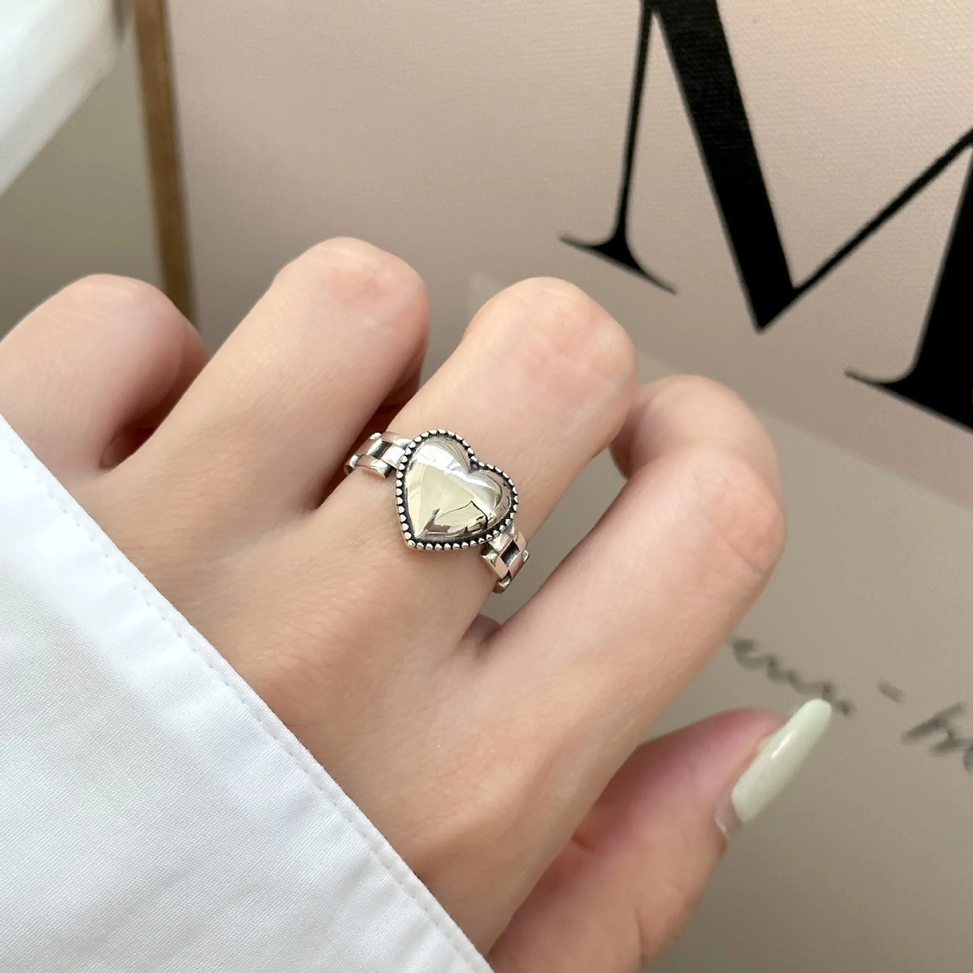 VENTFILLE 925 Sterling Silber gewölbter, breiter geometrischer Punk-Ring | Asymmetrischer Cocktail-Schmuck