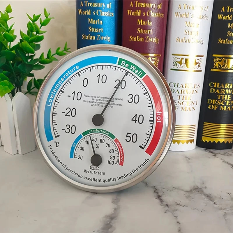 Round Thermometer Mechanical Sensor | Indoor Outdoor Temperature and Humidity Monitor alternate view