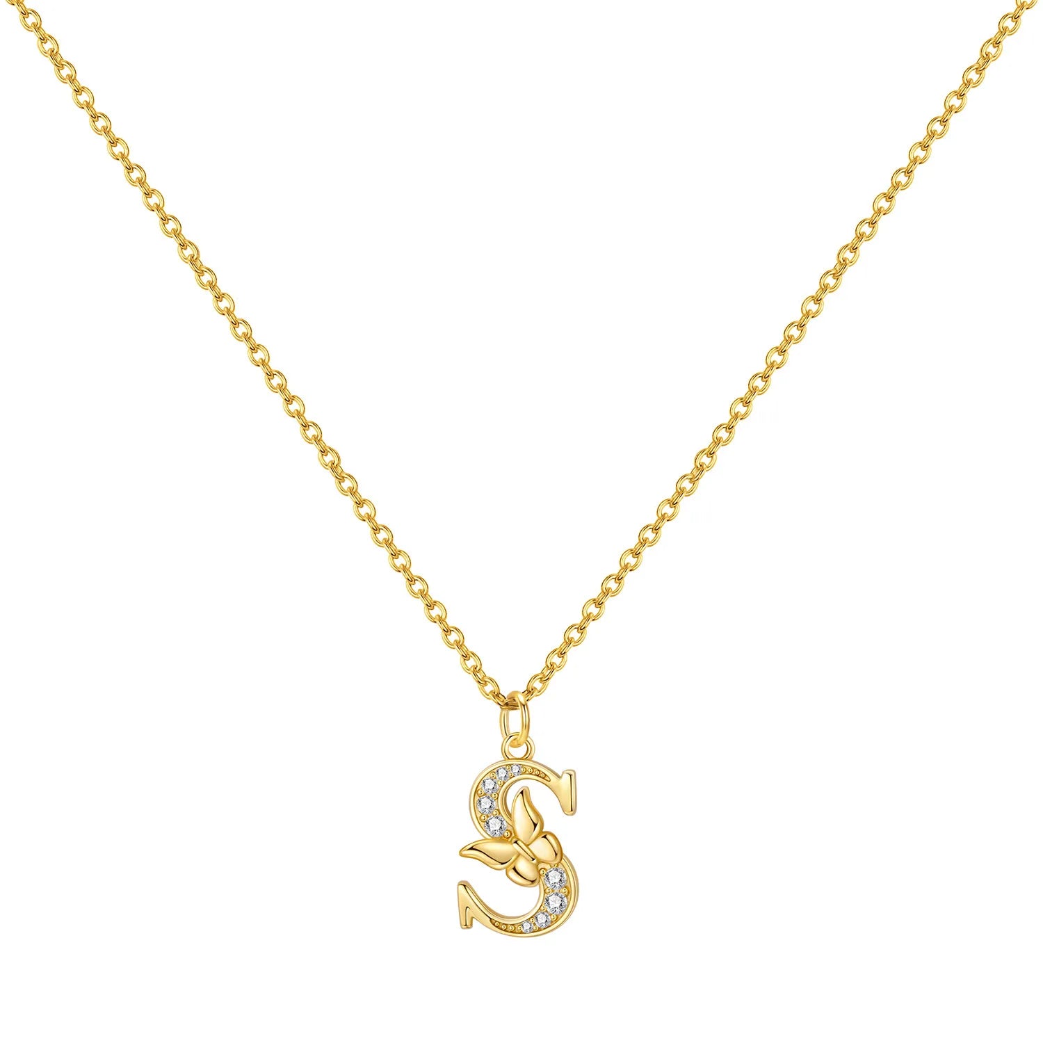 925 Sterling Silver Butterfly Initial Necklace | 26 Letter Y-Shaped Pendant for Women lifestyle view