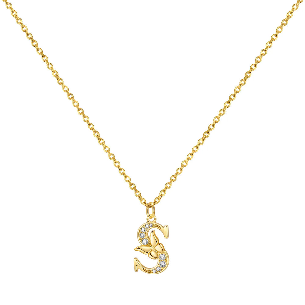 925 Sterling Silver Butterfly Initial Necklace | 26 Letter Y-Shaped Pendant for Women lifestyle view