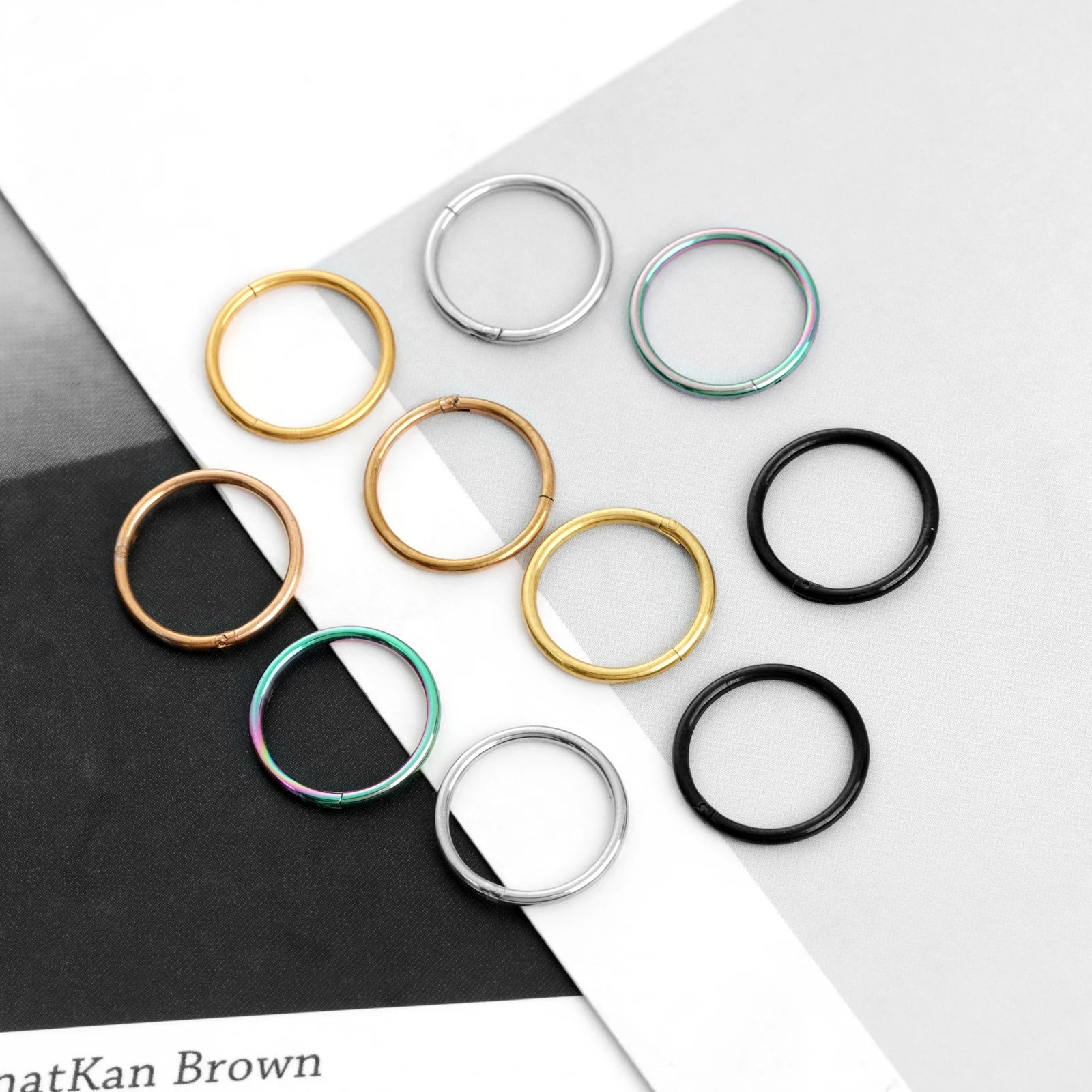 5/10Pcs 16G Nose Ring Hoop Stainless Steel Hinged Nose Rings Septum Clicker Tragus additional angle
