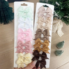 10Pcs/Set Solid Color Kids Bows Hair Clips for Baby Girls & more close-up view