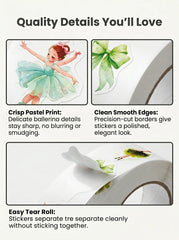 1Roll(500Pcs) Kawaii Ballet-Themed Dancing Girls Pattern Stickers 2.5cm/1.0'' 10 Desig close-up view