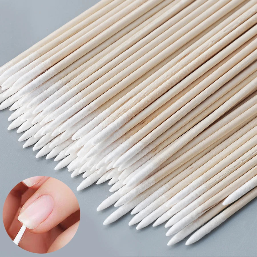 100/1000Pcs Double Ended Cotton Swabs Fine Pointed Tips for Nail Art Makeup Eyeliner Correction Beauty Tools Pack
