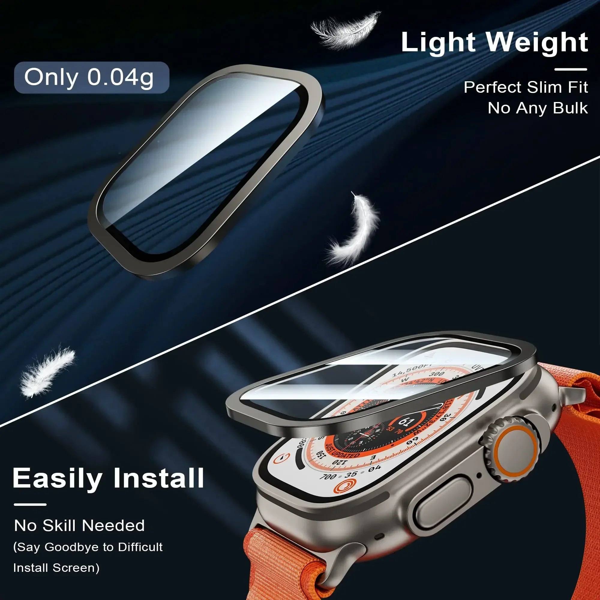 Tempered Glass For Apple Watch band ultra 49mm Screen Protector Anti-Scratch Glare HD Full Film Metal Bumper iWatch Ultra 49mm