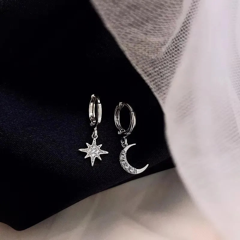 Ventfille 925 Sterling Silver Star Earring for Women Girl Simple Tassels Chain Fash additional angle