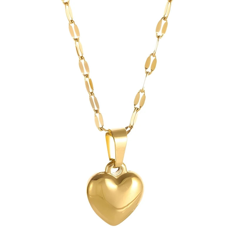 Charm Love Heart Pendant Necklace for Women Gold Color Fashion Lip Chain Simple Met additional angle
