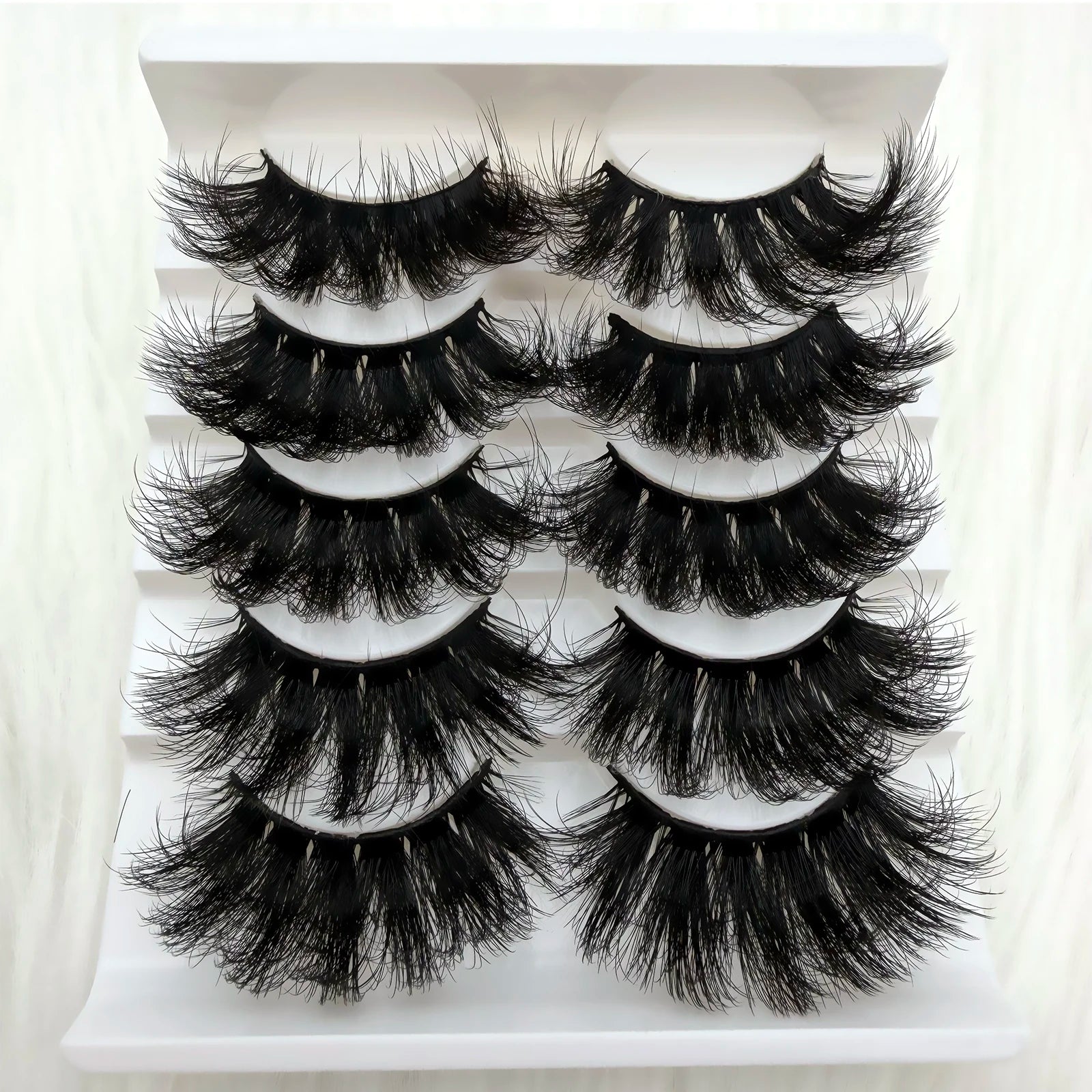 5 Pairs 3D Faux Mink Lashes Dramatic Volume Thick Lashes Fluffy Natural False Eyela additional angle