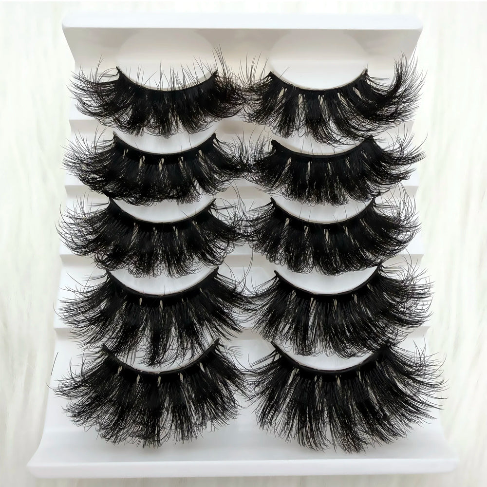 5 Pairs 3D Faux Mink Lashes Dramatic Volume Thick Lashes Fluffy Natural False Eyela additional angle