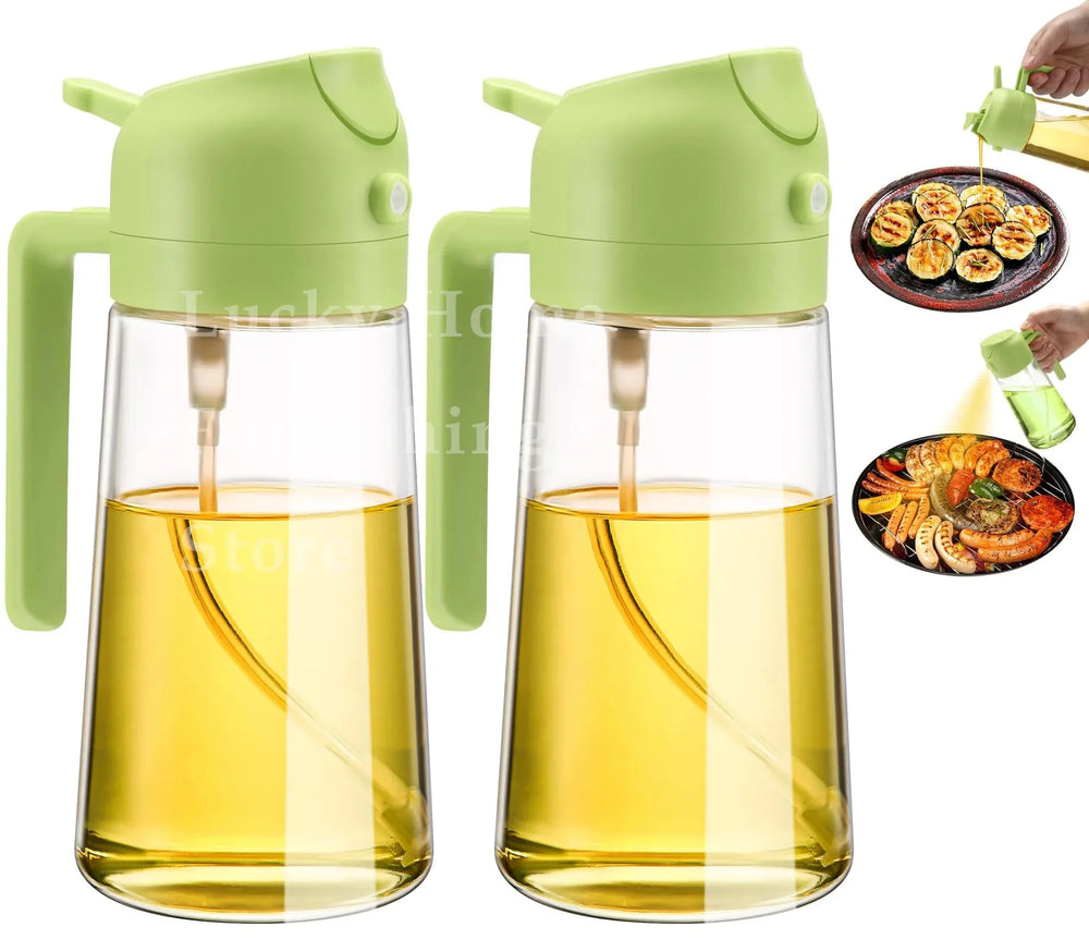 2 in 1 Oil Sprayer and Dispenser Bottle | Cooking Oil Spray Bottle for BBQ, Air Fryer, close-up view