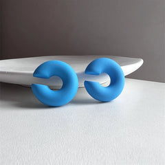 1 Pair Simple Round Circle Clip Earrings For Women C Shape Acrylic Red Blue Black Pink N detail view
