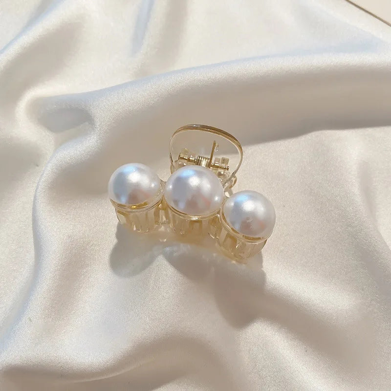 1/4pcs White Pearl Hair Clip Claw for Woman Korean Elegant Shark Clip Fashion Girl's Ponytail Clip Hair Accessories