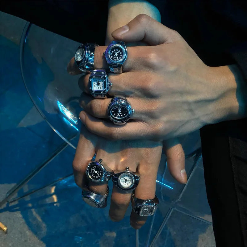 Retro Roman Vintage Punk Finger Watch Ring