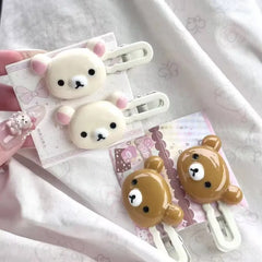 2pcs Cute Bear Hair Clips Plastic Hairpins with Duck Beak Design for Little Girls Wome close-up view