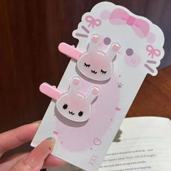 3-piece rabbit animal hair clip set, suitable for cute pink rabbit facial expressions of detail view