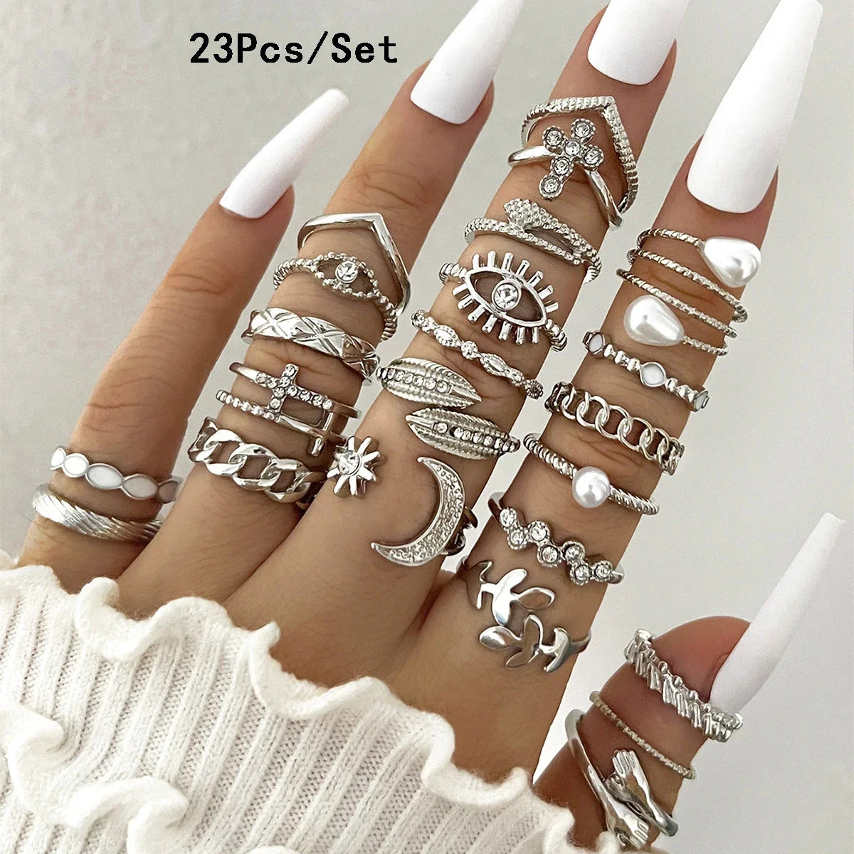 30Pcs Bohemian Geometric Knuckle Rings Set For Women Gold Silver Color Finger Ring Gi alternate view