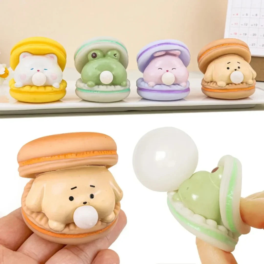 Creative Spit Bubble Burger Squishy Toy | Cute Cartoon Stress Relief and Desk Decor additional angle