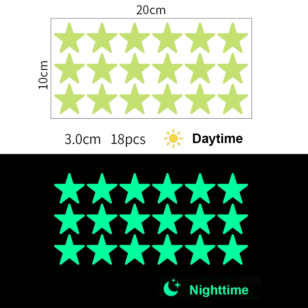 Glow In The Dark 3D Stars Moon Wall Stickers | Creative Luminous Room Decor lifestyle view