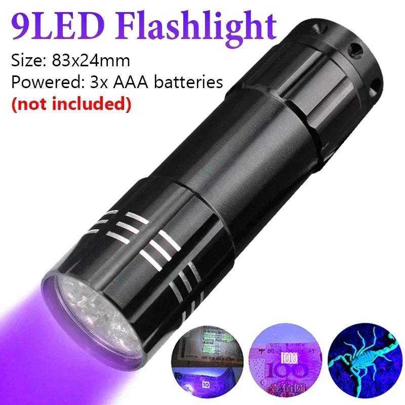UV LED Flashlight Portable Blacklight | 365/395nm Dual Wavelength Pet Urine Detector alternate view