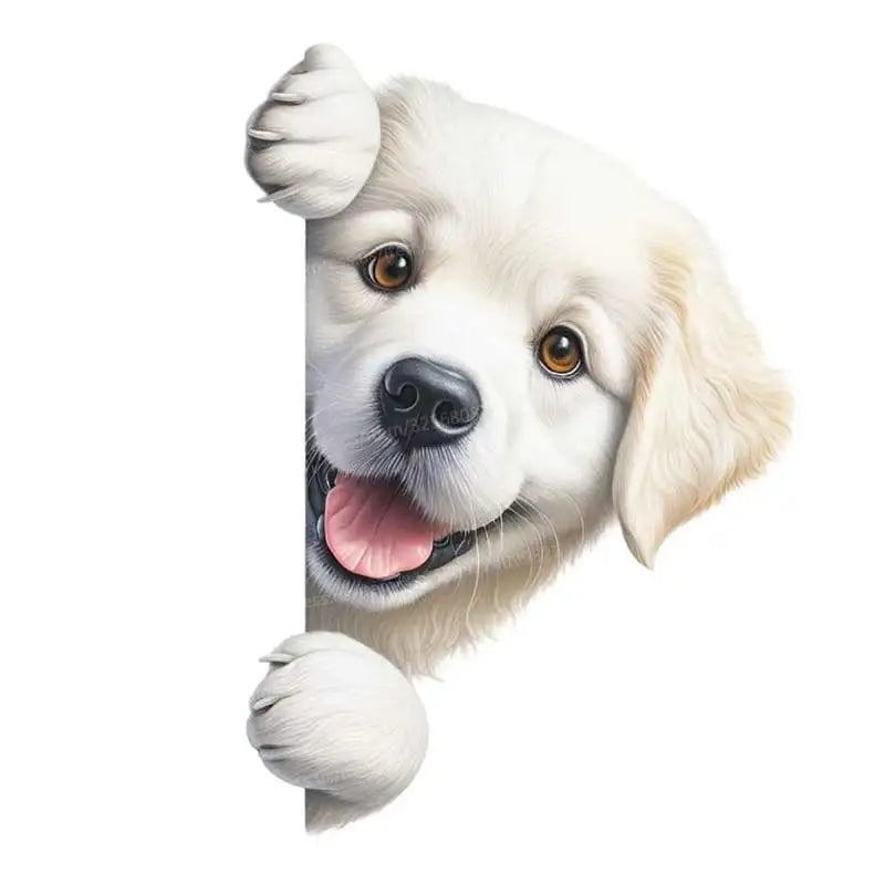 Dog Peeking Around The Corner Light Switch Wall Sticker | Cartoon Animal Decals for D alternate view