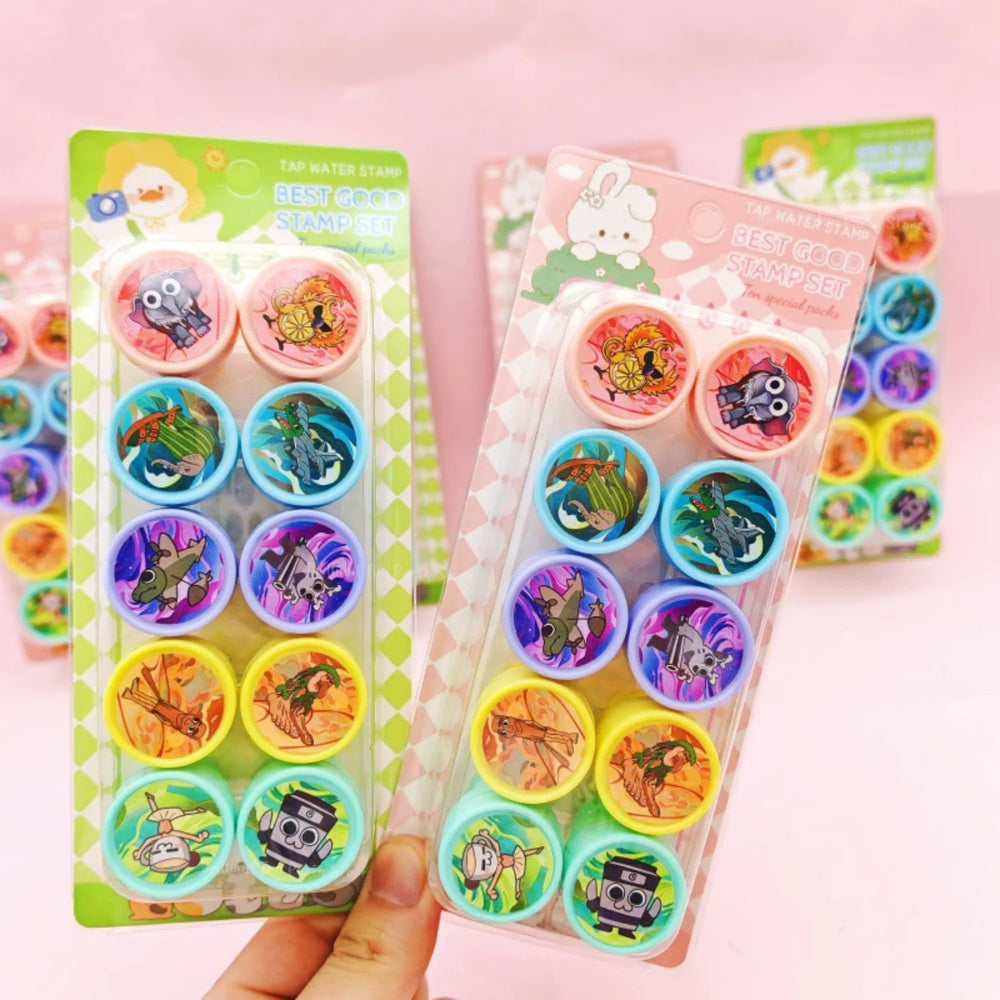 10Pcs Italian Brainrot Seal Gift Cartoon Animal Stamps Birthday Party Favors Classroo lifestyle view