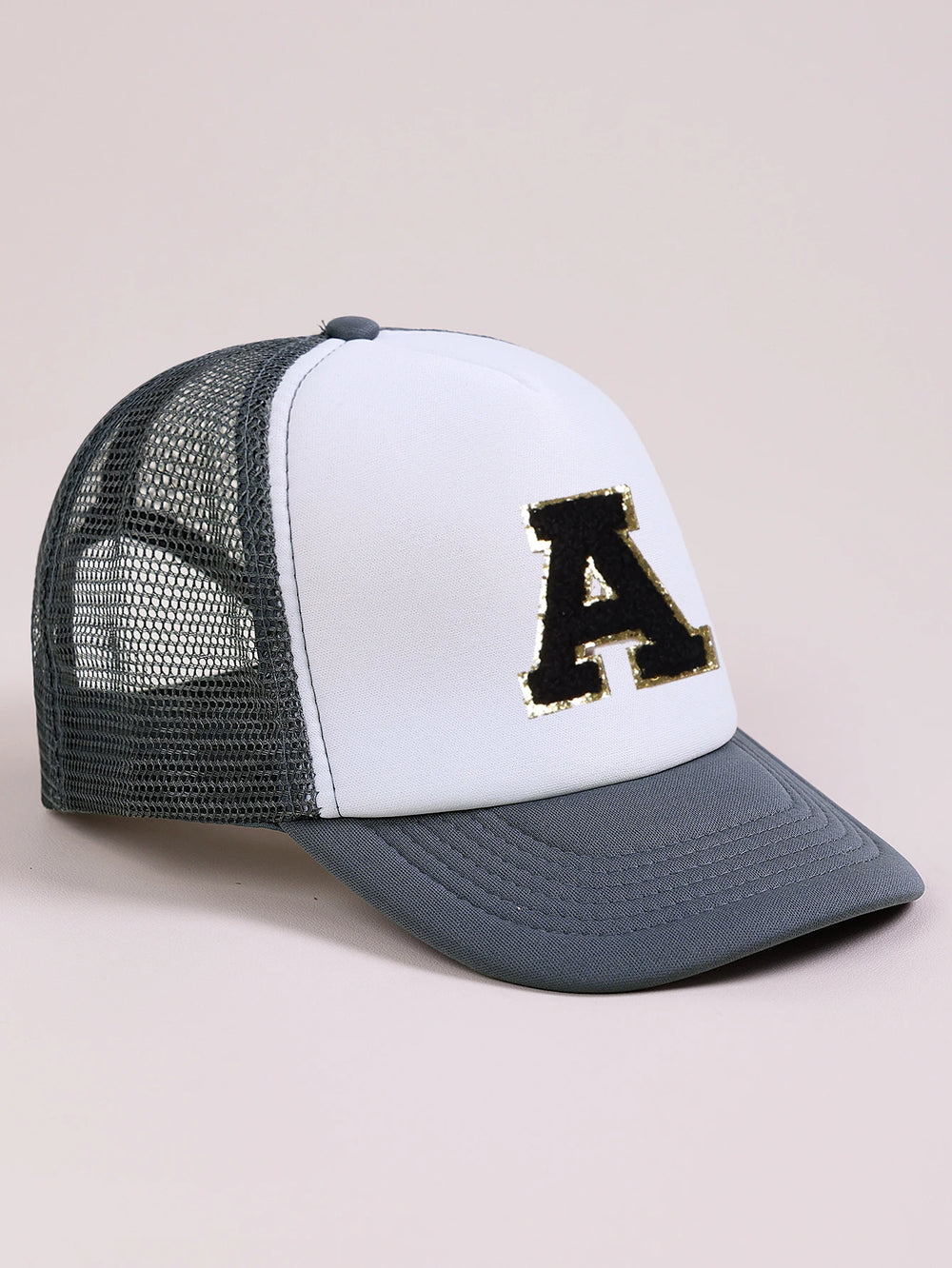 1pc Gray Hat With 26-Letter Pattern | Kids Baseball Cap for Boys and Girls additional angle