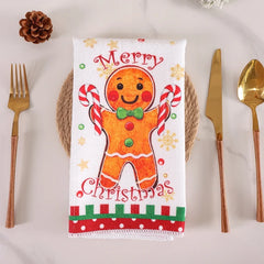 Christmas Party Gingerbread Man Dish Towel Navidad Natal detail view