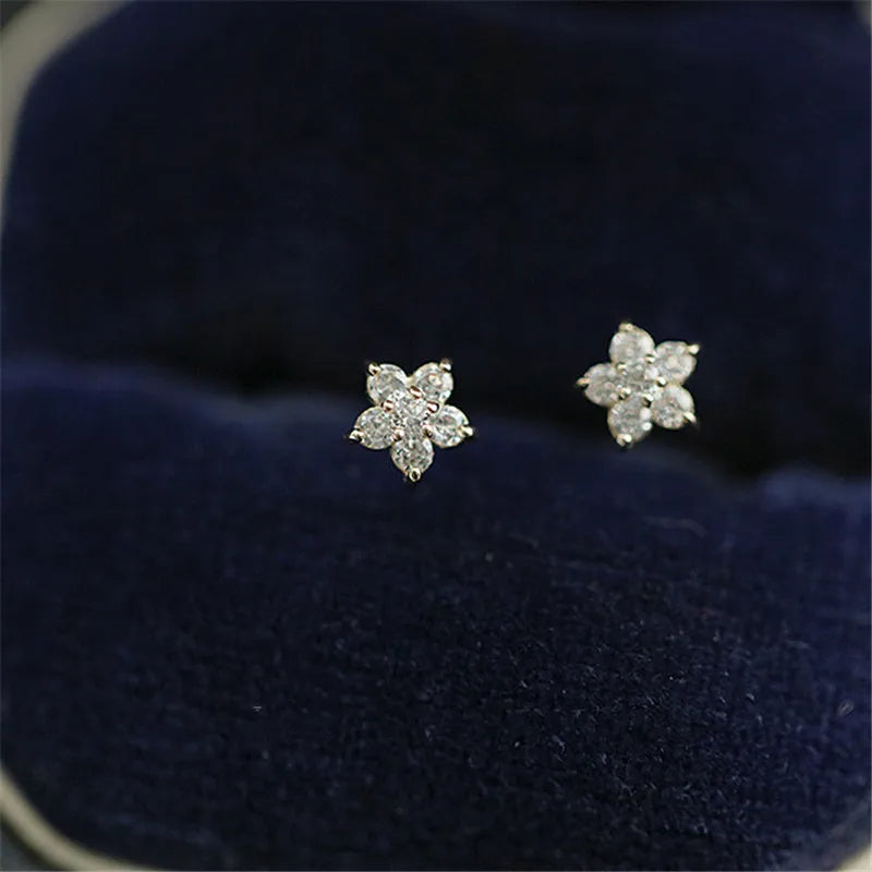 925 Sterling Silver Stud Earrings with Pavé Crystal Star | Simple Fashion Jewelry for Wo detail view